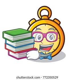 Student with book chronometer character cartoon style