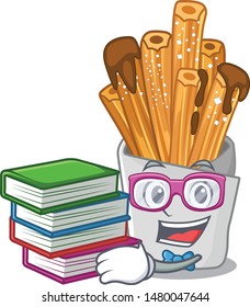 Student with book churros 