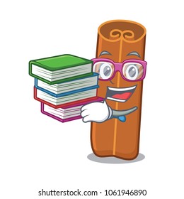 Student with book cinnamon mascot cartoon style