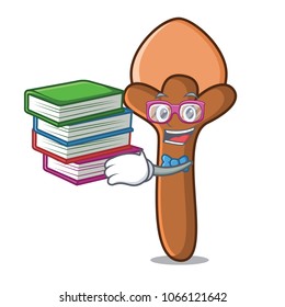 Student with book cloves mascot cartoon style
