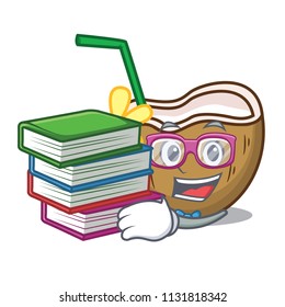 Student with book cocktail coconut mascot cartoon