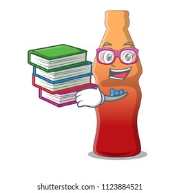 Student with book cola bottle jelly candy mascot cartoon