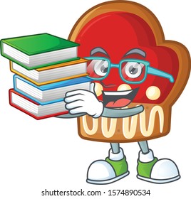 Student with book cookies mascot cartoon character style