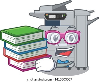 Student with book copier machine 