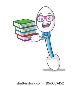 Student with book cotton swab mascot cartoon