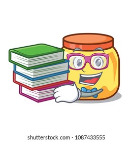 Student with book cream jar mascot cartoon