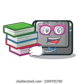 Student with book ctrl button on the cartoon keyboard