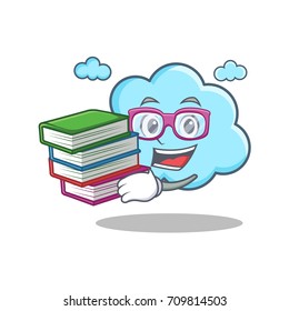 Student with book cute cloud character cartoon