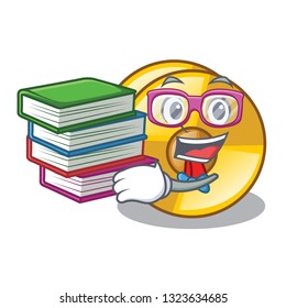 Student with book cyamblas miniature in the cartoon shape