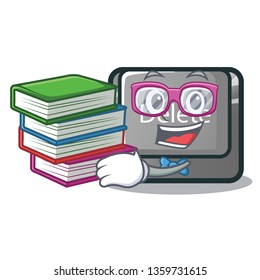 Student with book delete button toys in shape cartoon