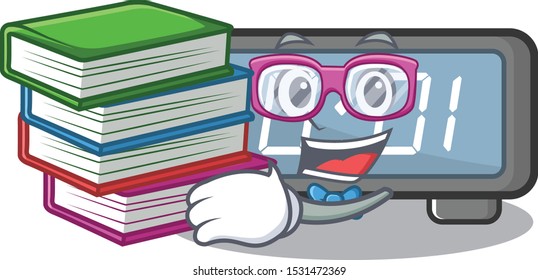 Student with book digital clock on a cartoon chair