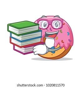 Student with book Donut mascot cartoon style
