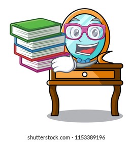 Student with book dressing table mascot cartoon
