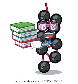 Student with book elderberry fruit is isolated with characters