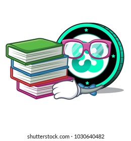 Student with book Ethos coin mascot cartoon