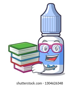 Student with book eye drops isolated with the characters