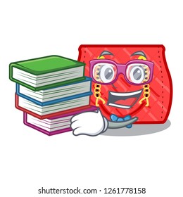 Student with book fashion bag shoulder on women cartoon