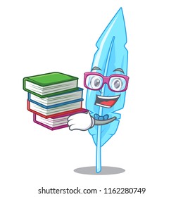 Student with book feather mascot cartoon style