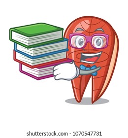 Student with book fish slice mascot cartoon
