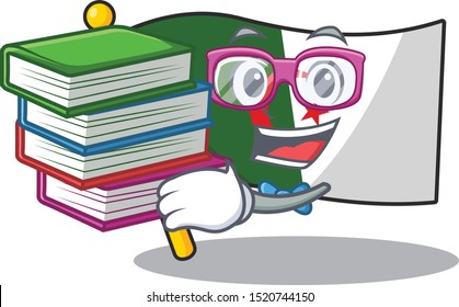 Student with book flag algeria are stored mascot bag
