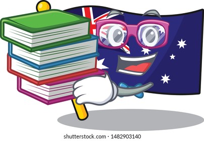 Student with book flag australia isolated in the mascot