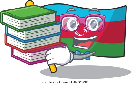 Student with book flag azerbaijan mascot cartoon character style