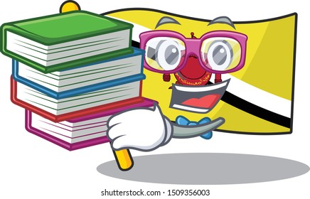 Student with book flag brunei darussalam with the character