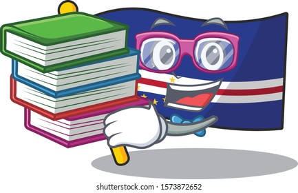 Student with book flag cape verde mascot cartoon character style
