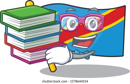 Student with book flag democratic republic mascot cartoon character style