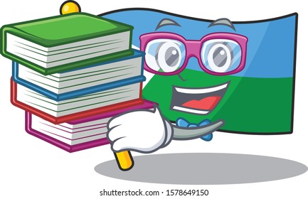 Student with book flag djibouti mascot cartoon character style