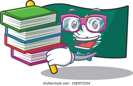 Student with book flag macau mascot cartoon character style