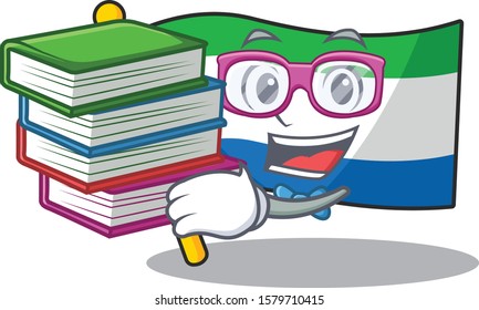 Student with book flag sierra leone mascot cartoon character style