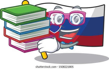 Student with book flag slovakia folded the cartoon drawer