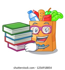 Student with book food bag foil or paper cartoon