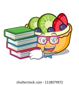 Student with book fruit tart mascot cartoon