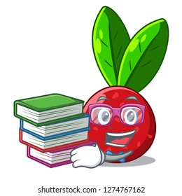 Student with book fruit yangmei isolated on the mascot