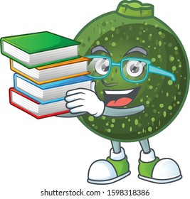 Student with book gem squash on mascot cartoon character style