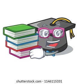 Student with book graduation hat mascot cartoon