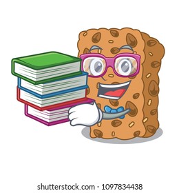 Student with book granola bar mascot cartoon