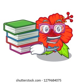 Student with book hambiscus flower in the mascot stem