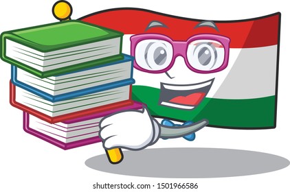 Student with book hungary flag folded in character drawer