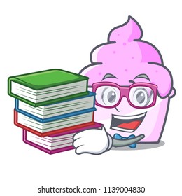 Student with book ice cream paper cup mascot cartoon