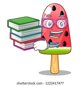 Student with book Ice cream watermelon on shape mascot