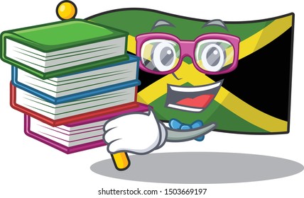 Student with book jamaica flag folded in character drawer