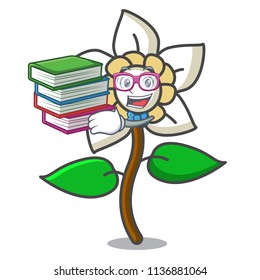 Student with book jasmine flower mascot cartoon