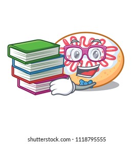 Student with book jelly donut mascot cartoon