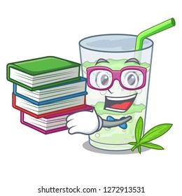Student with book juice lassi bhang isolated on mascot