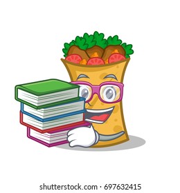Student with book kebab wrap character cartoon