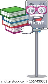 Student with book keep right on side road character