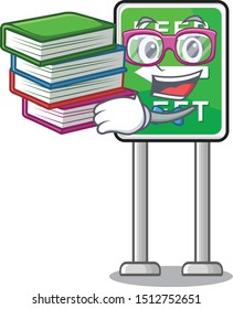 Student with book keep road sign mascot isolated cartoon